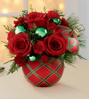 Christmas Flowers in ornament ball vase